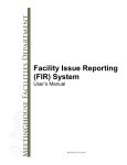 Facility Issue Reporting (FIR) System User`s Manual