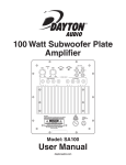 User Manual 100 Watt Subwoofer Plate Amplifier