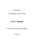 Word 2003 Automating Common Tasks Manual