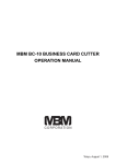 MBM BC-10 BUSINESS CARD CUTTER OPERATION MANUAL