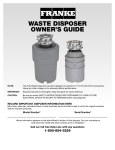 WASTE DISPOSER OWNER`S GUIDE