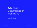Advice on Documentation (Faking it)