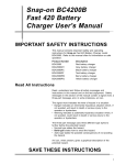 Snap-on BC4200B Fast 420 Battery Charger User`s Manual