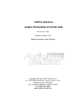 AUDIO PRECISION System One Users