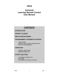 VRC8 Universal Learning Remote Control User Manual CONTENTS