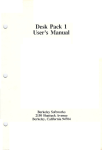 Desk Pack 1 User`s Manual