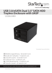 USB 3.0/eSATA Dual 3.5” SATA HDD Trayless Enclosure with UASP