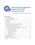 Online Program Application Manual for CCCEP Program Providers