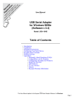 Table of Contents USB Serial Adapter for Windows 98/Me (Software