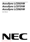 NEC AccuSync LCD92VM User Guide Manual