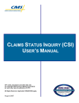 CLAIMS STATUS INQUIRY (CSI) USER`S MANUAL
