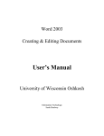 Word 2003 Create and Edit Documents Manual