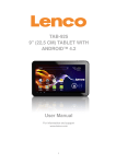 TAB-925 9" (22,5 CM) TABLET WITH ANDROID™ 4.2 User Manual