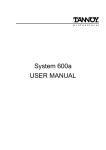 System 600a USER MANUAL