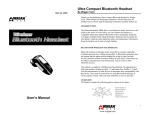 Ultra Compact Bluetooth Headset User`s Manual