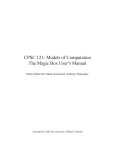 CPSC 121: Models of Computation The Magic Box User`s Manual