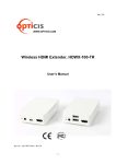 Wireless HDMI Extender, HDWX-100-TR User`s Manual