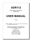 ADR112 USER MANUAL - Ontrak Control Systems