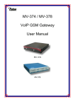 MV-374 / MV-378 VoIP GSM Gateway User Manual