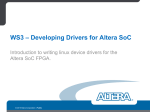 WS3 – Developing Drivers for Altera SoC