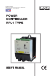 POWER CONTROLLER RPL1 TYPE USER`S MANUAL