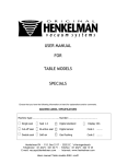 USER MANUAL FOR TABLE MODELS SPECIALS