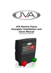 JVA Electric Fence Energiser Installation and Users Manual