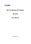 802.11g Wireless PCI Adapter WL-8316 User Manual