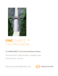 ONESOURCE Tax Provision Release Notes