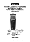 pin/pinless deep sensing moisture meter with remote probe mmd900
