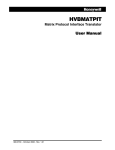 HVBMATPIT User Manual - Honeywell Video Systems