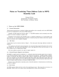 Notes on Translating Three-Address Code to MIPS Assembly Code