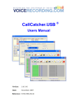 CallCatcher.USB &reg; Users Manual