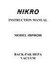 Back-Pak HEPA Vacuum Dry 2.5 Gallon User Manual