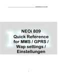 NEOi 809 Quick Reference for MMS / GPRS / Wap