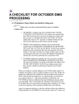 A CHECKLIST FOR OCTOBER EMIS PROCESSING