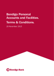 Bendigo Personal Accounts and Facilities. Terms
