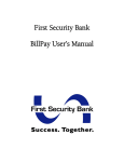 First Security Bank BillPay User`s Manual