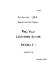 First Year Laboratory Scripts MODULE I