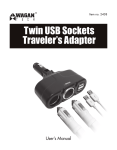 Twin USB Sockets Traveler`s Adapter by Wagan Tech