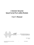 CM310/CM16310 Quad Serial Port utilityModule User`s Manual