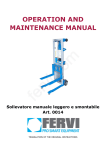 OPERATION AND MAINTENANCE MANUAL Sollevatore