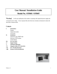 User Manual / Installation Guide Model No. OT84S / OT84T Warning!