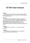 GT-541 User manual Warranty