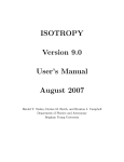 ISOTROPY Version 9.0 User`s Manual August 2007