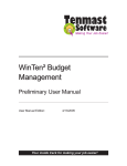 WinTen² Budget Management