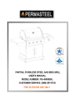 PARTIAL STAINLESS STEEL GAS BBQ GRILL USER`S MANUAL