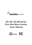 SA-150, SA-300 Series Pure Sine Wave Inverter User`s Manual