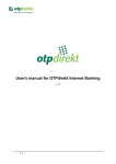 User`s manual for OTPdirekt Internet Banking