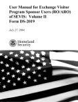 User Manual for Exchange Visitor Program Sponsor Users of SEVIS